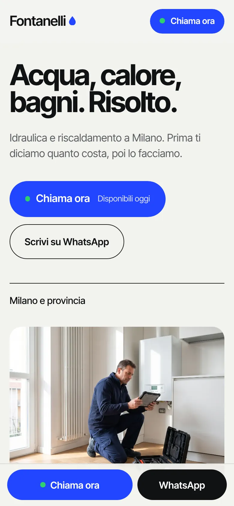 The Fontanelli website on a phone
